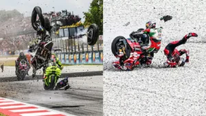 Alex Marquez and Johann Zarco crash today