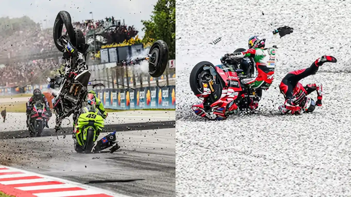 Alex Marquez and Johann Zarco crash today