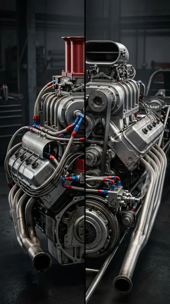Funny Car Engine vs Top Fuel Engine
