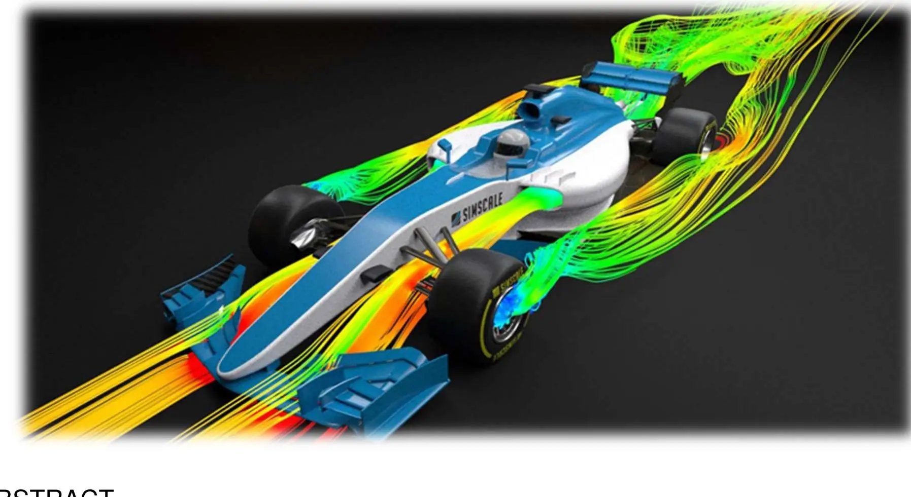 Formula 1 race action shot showing multiple cars at speed through a corner with grandstands in background