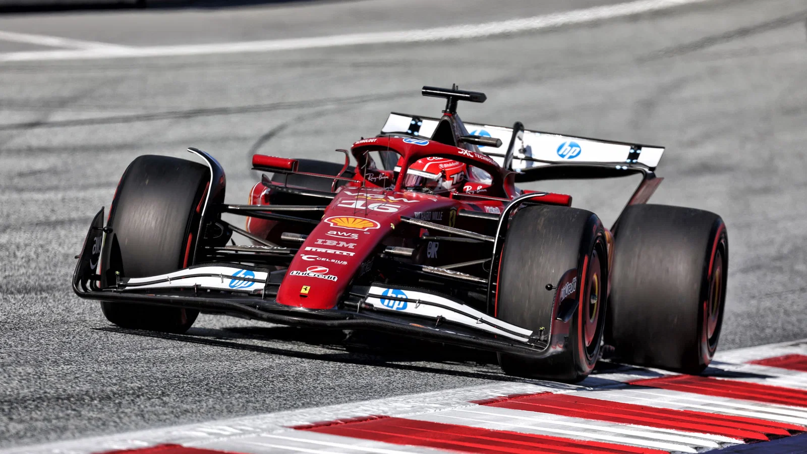 Ferrari Formula 1 car at high speed during the 2026 Austrian Grand Prix preview
