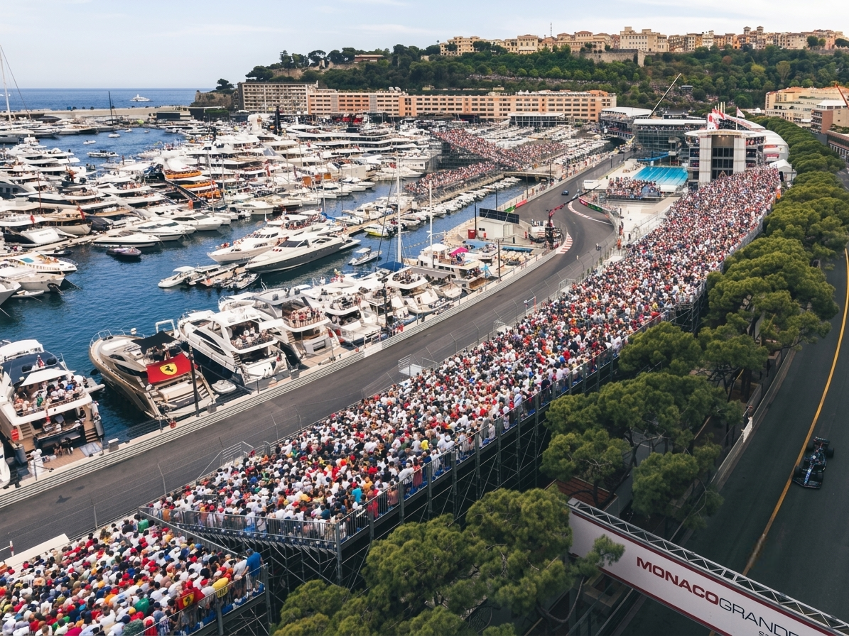 Monaco Grand Prix 2026 race action โ Formula 1 cars through Monte Carlo street circuit