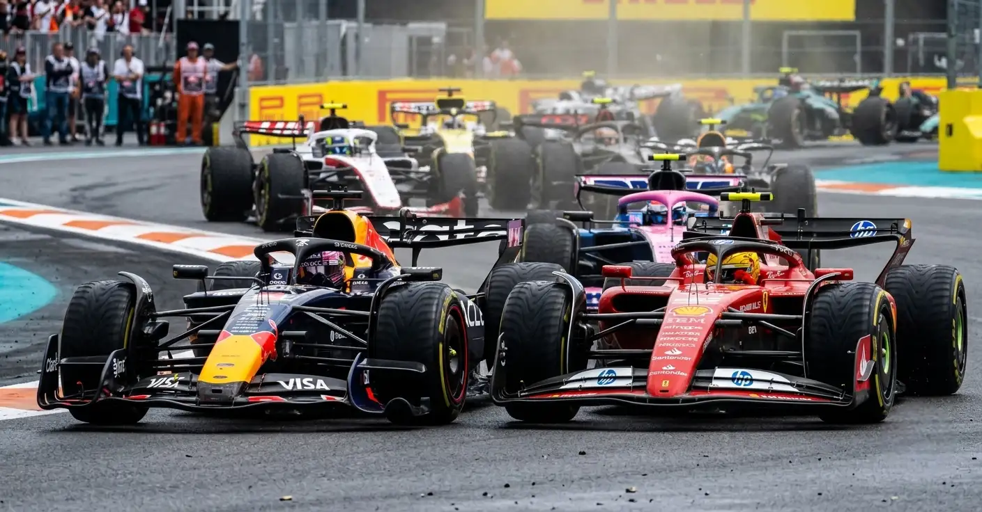 Formula 1 team principals and FIA officials discussing the 2027 power unit regulation changes in the paddock