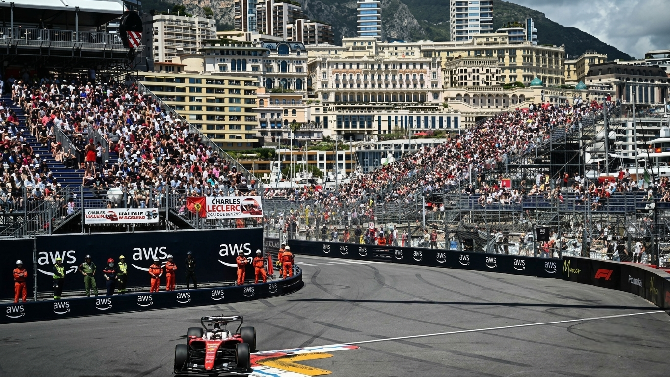 Formula 1 cars race through the narrow streets of Monaco during the 2026 Monaco Grand Prix