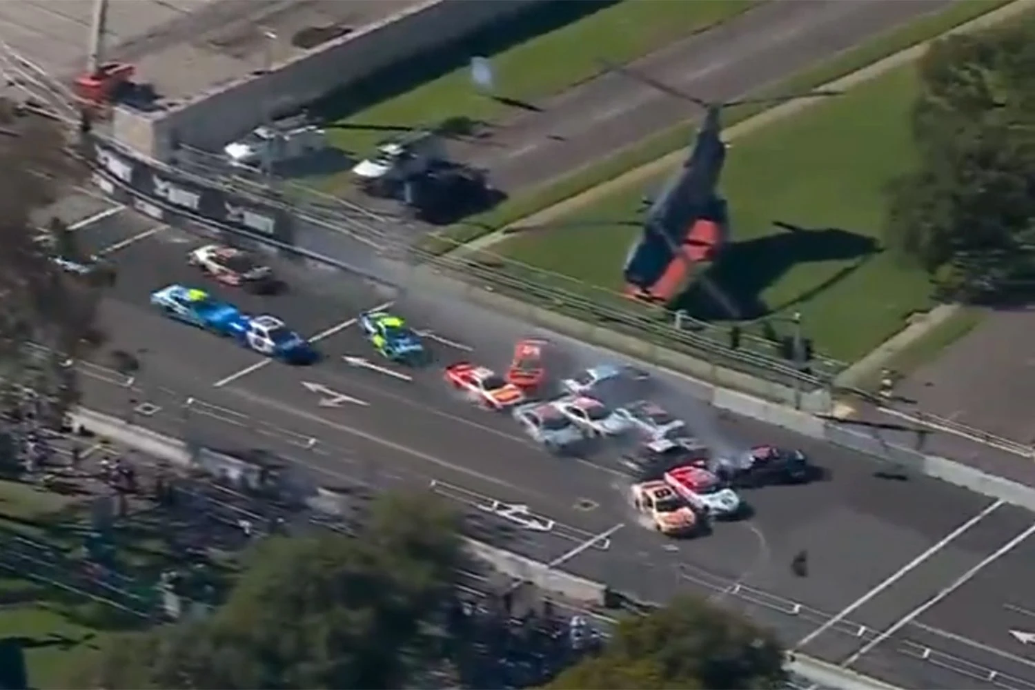 NASCAR stock car racing on a street circuit at high speed — Naval Base Coronado San Diego 2026 scene