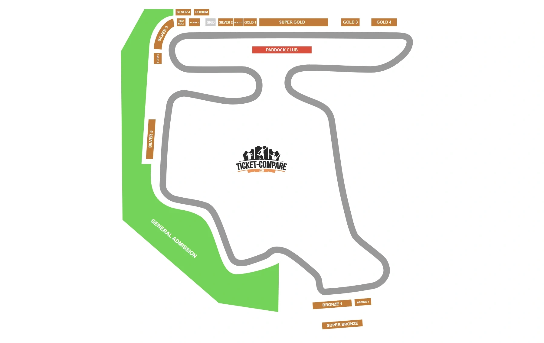 Aerial view of a winding Formula 1 racing circuit with multiple corners — representative of the Hungaroring's tight, technical layout