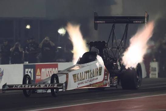 NHRA Top Fuel dragsters staging side by side at the start line — 2026 Mission Foods Drag Racing Series championship battle