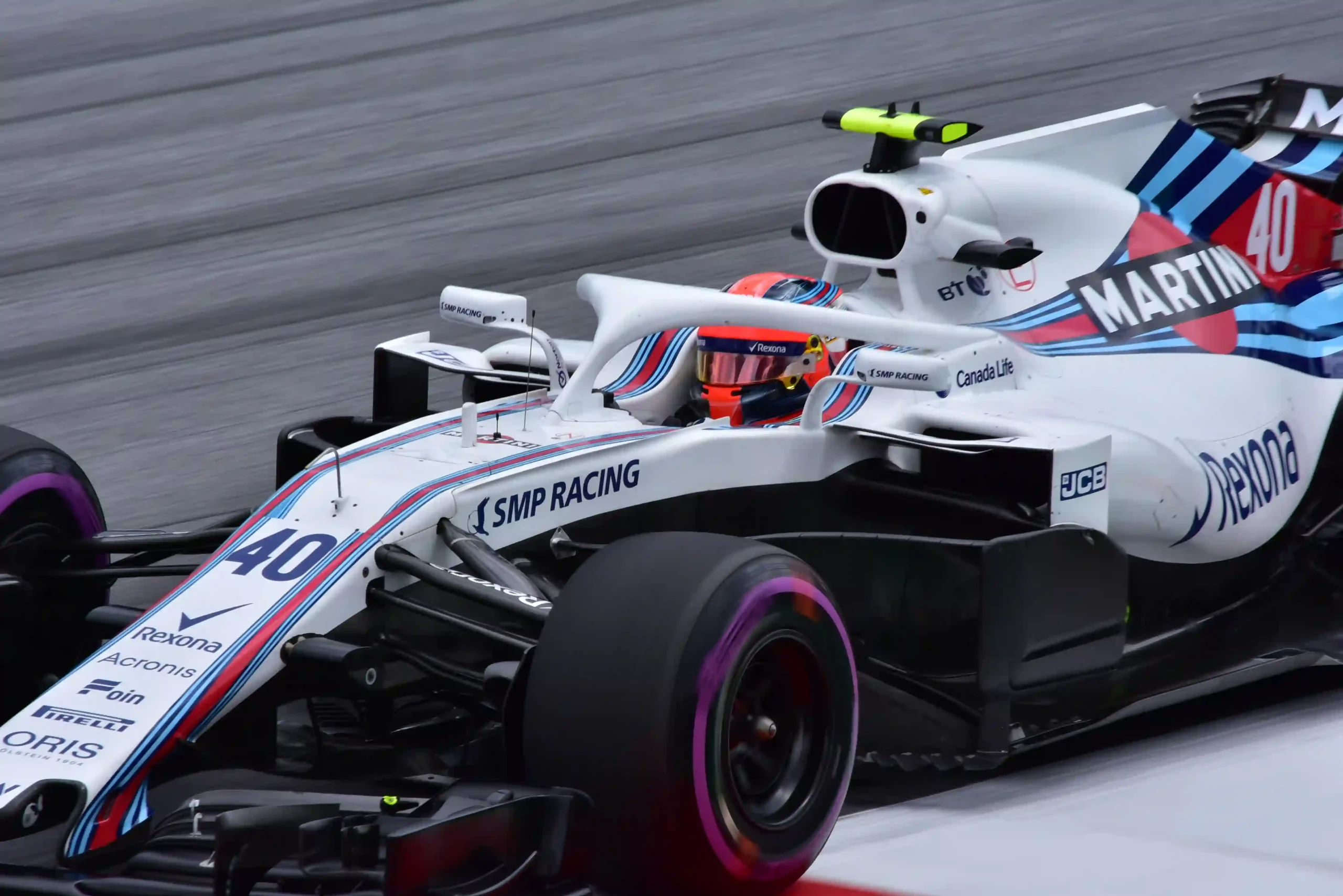 Robert Kubica driving the Williams FW41 with the mandatory Halo during the 2018 Austrian Grand Prix weekend