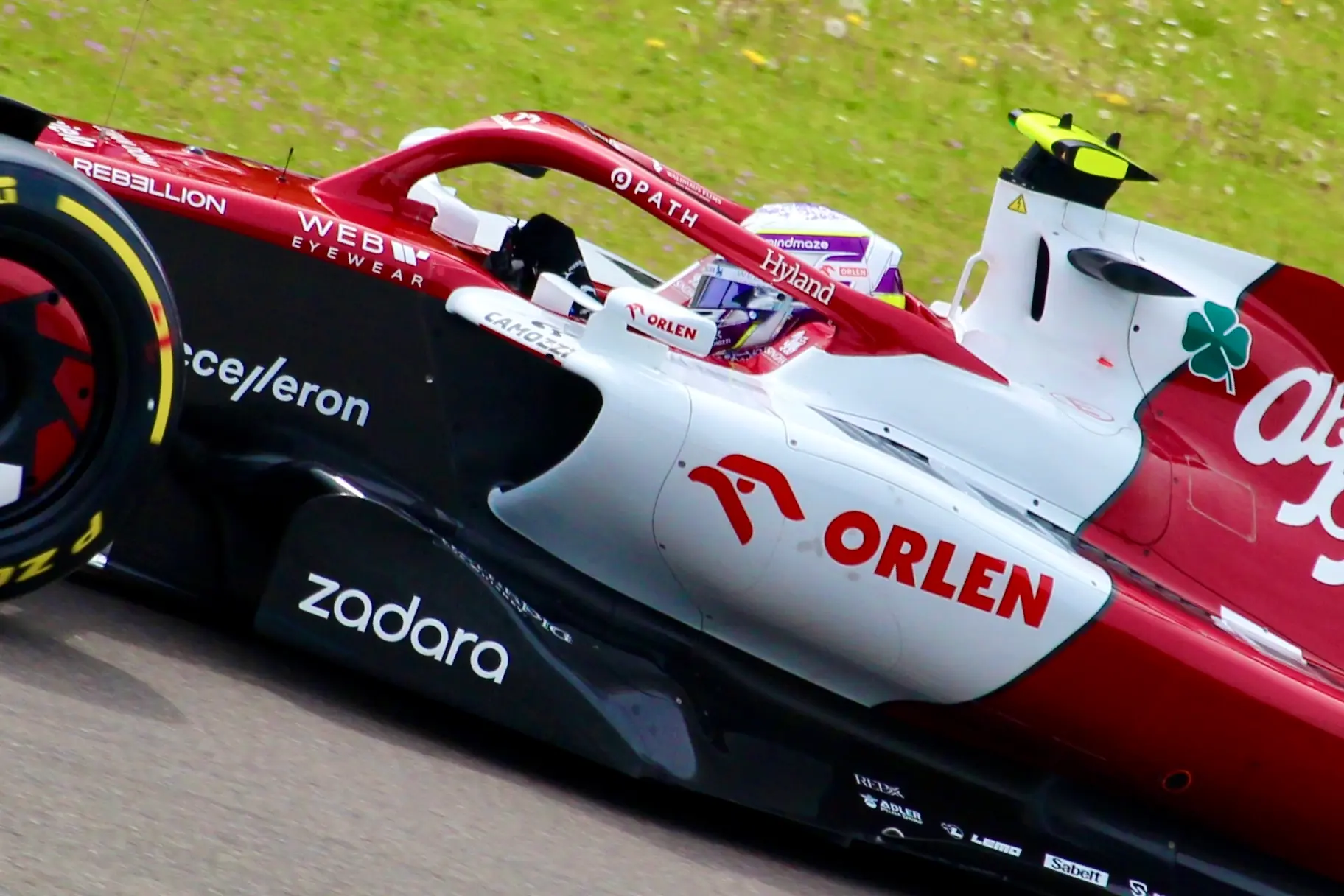 Zhou Guanyu driving the Alfa Romeo C42 with its Halo during the 2022 Emilia Romagna Grand Prix