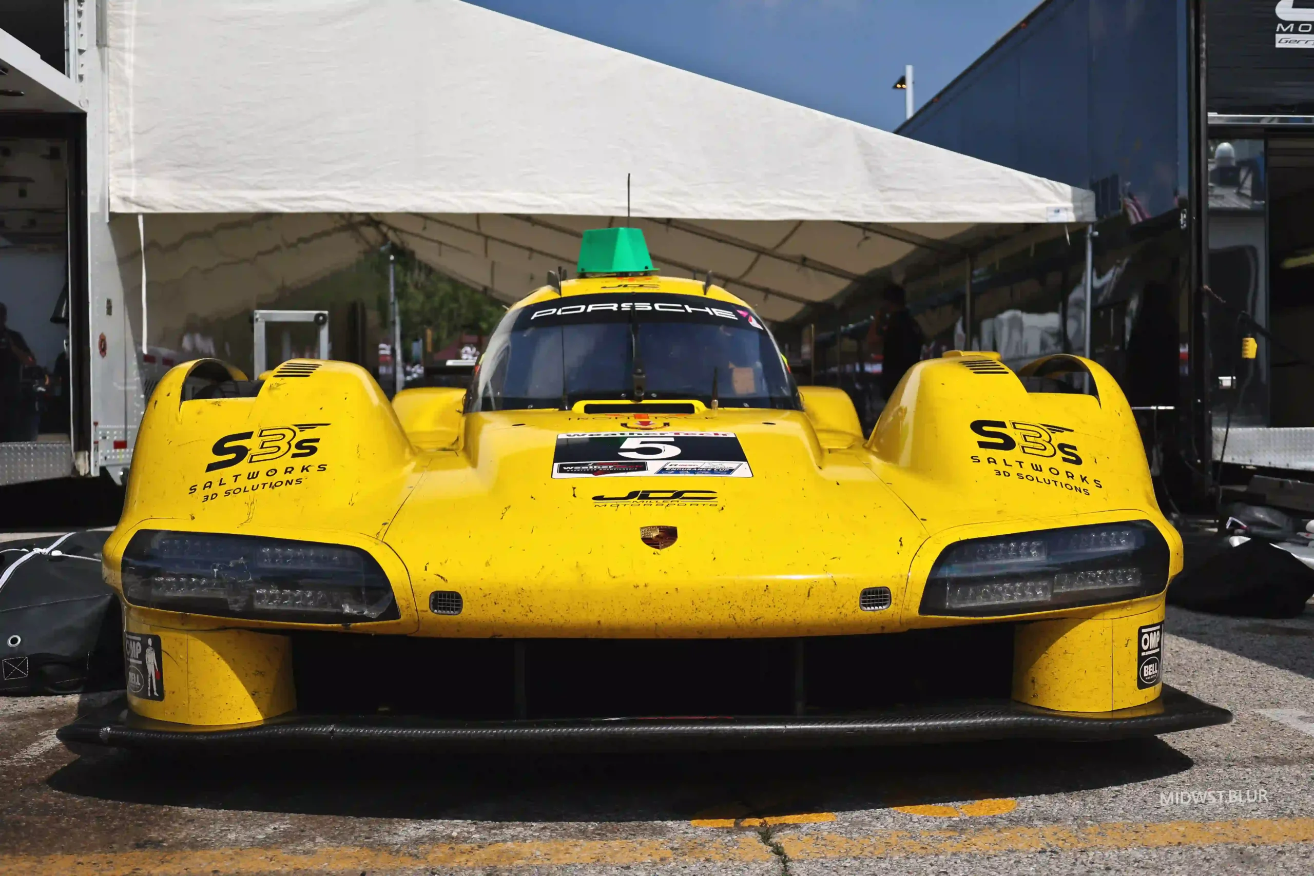 JDC-Miller Porsche 963 GTP prototype racing at Road America during the 2023 IMSA weekend