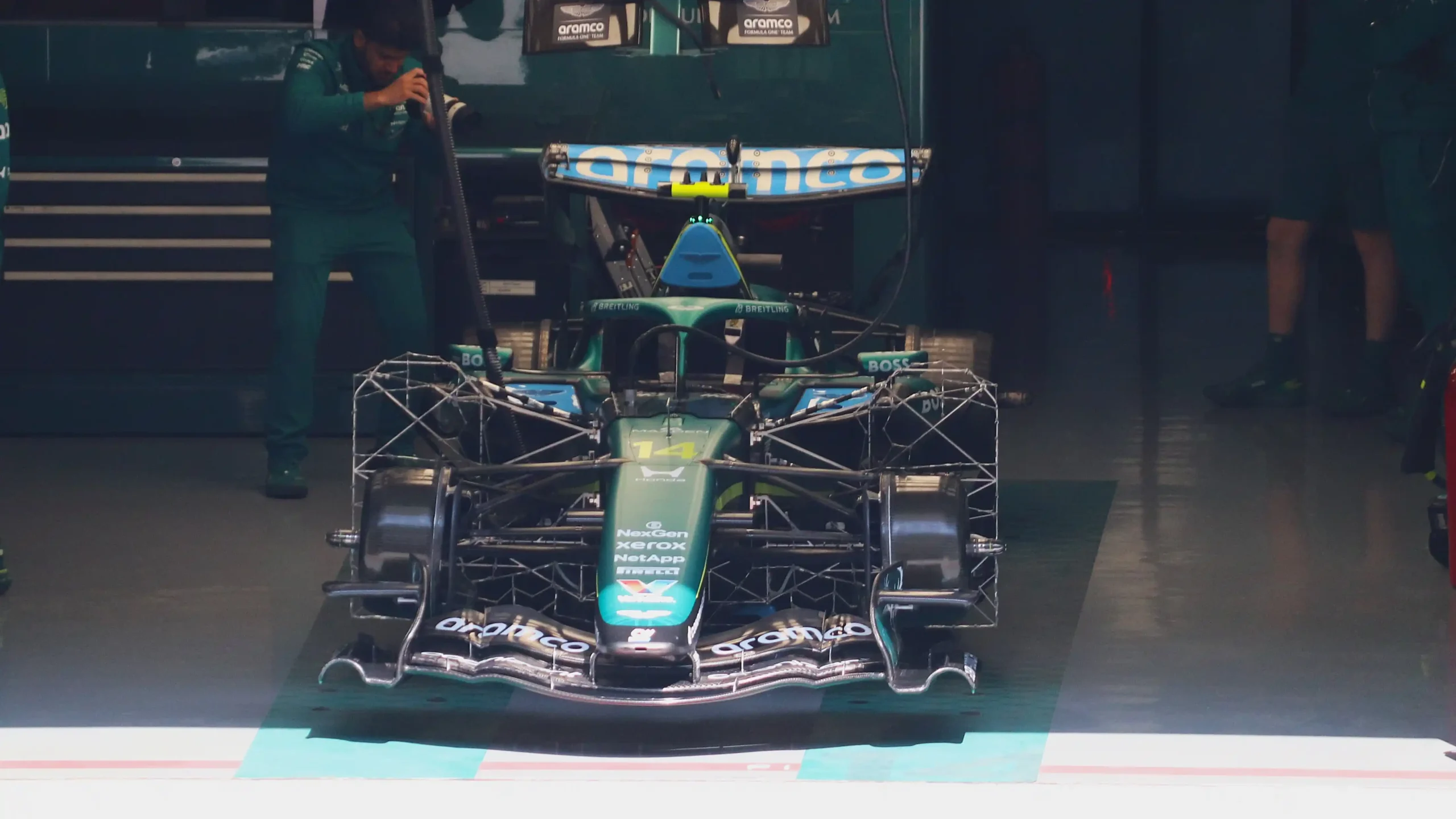 Aston Martin AMR26 Honda-powered Formula 1 car at the 2026 Chinese Grand Prix