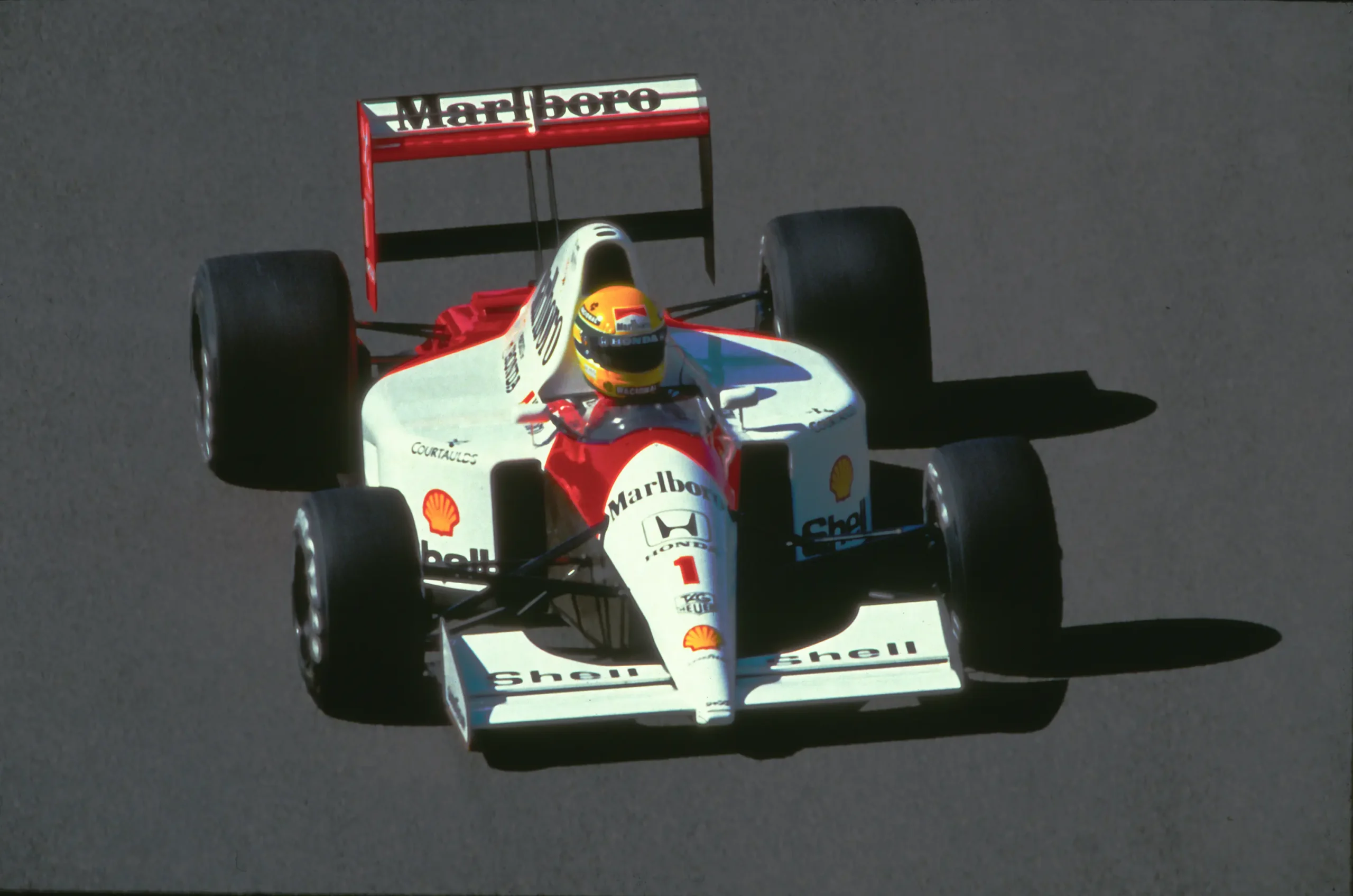 Ayrton Senna racing the McLaren MP4-6 at Spa-Francorchamps in 1991