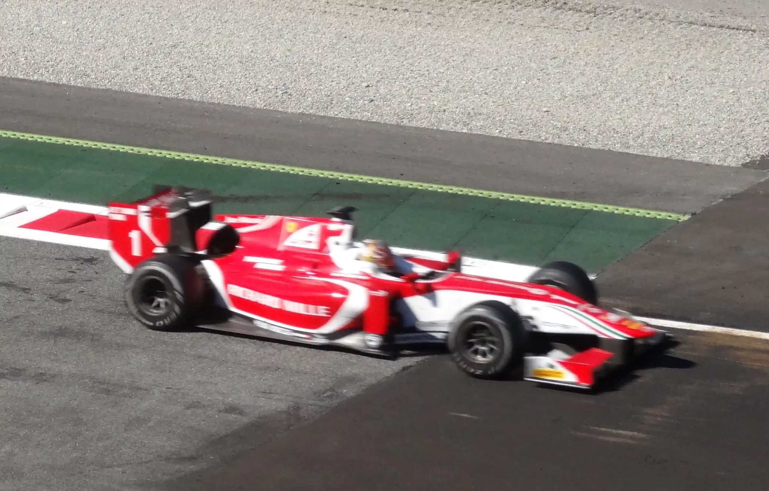 Charles Leclerc driving in Formula 2 at Monza in 2017 before reaching Formula 1