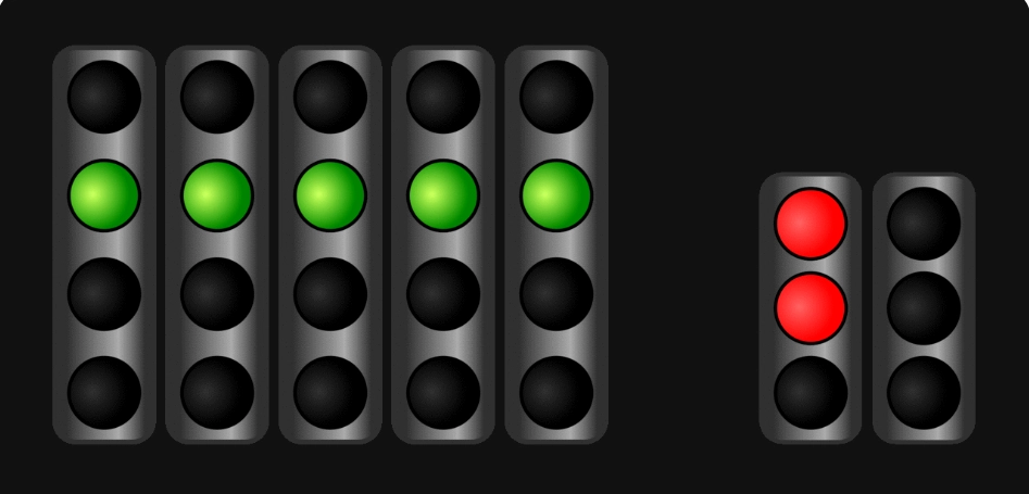 Animated FIA formation-lap start-light sequence showing the signal before cars leave the grid