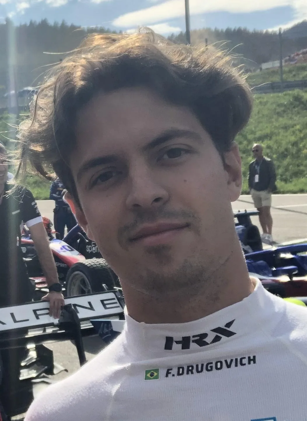 Felipe Drugovich in the Formula 2 support paddock at the Red Bull Ring in 2022