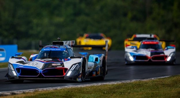 BMW M Hybrid V8 prototypes leading at Road America during the 2025 IMSA race