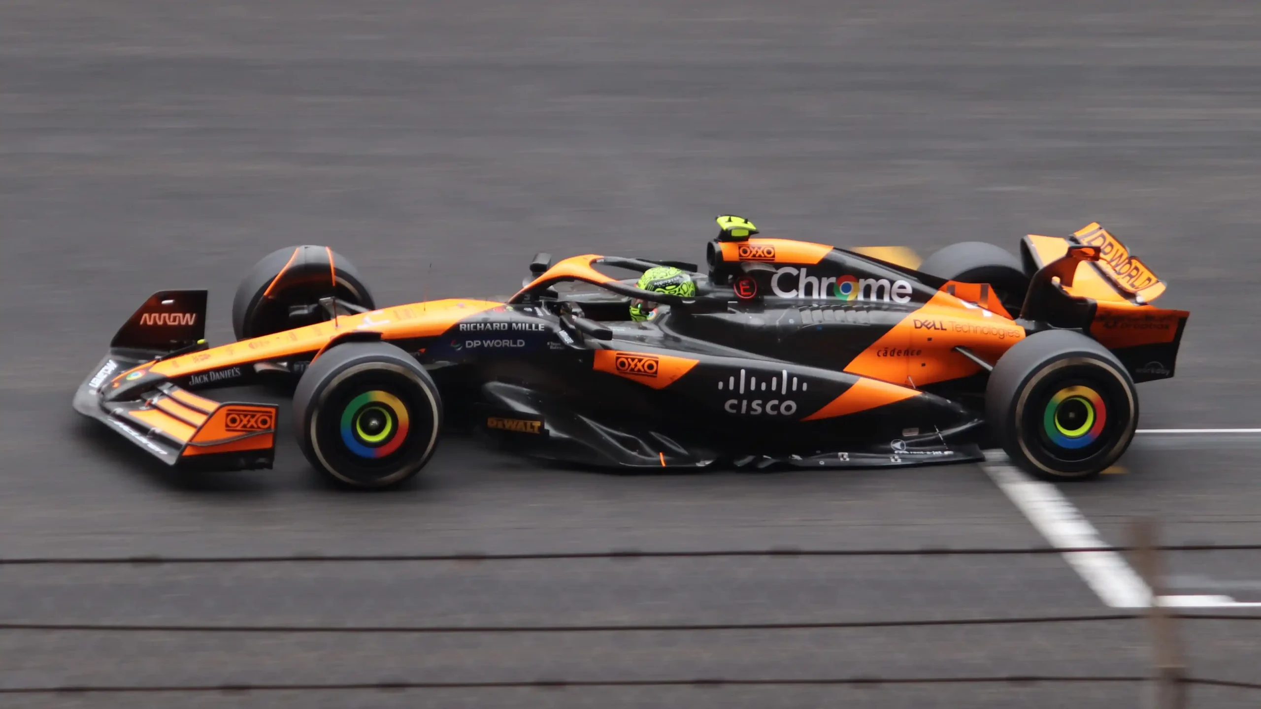 Lando Norris driving the McLaren MCL38 during the 2024 Chinese Grand Prix