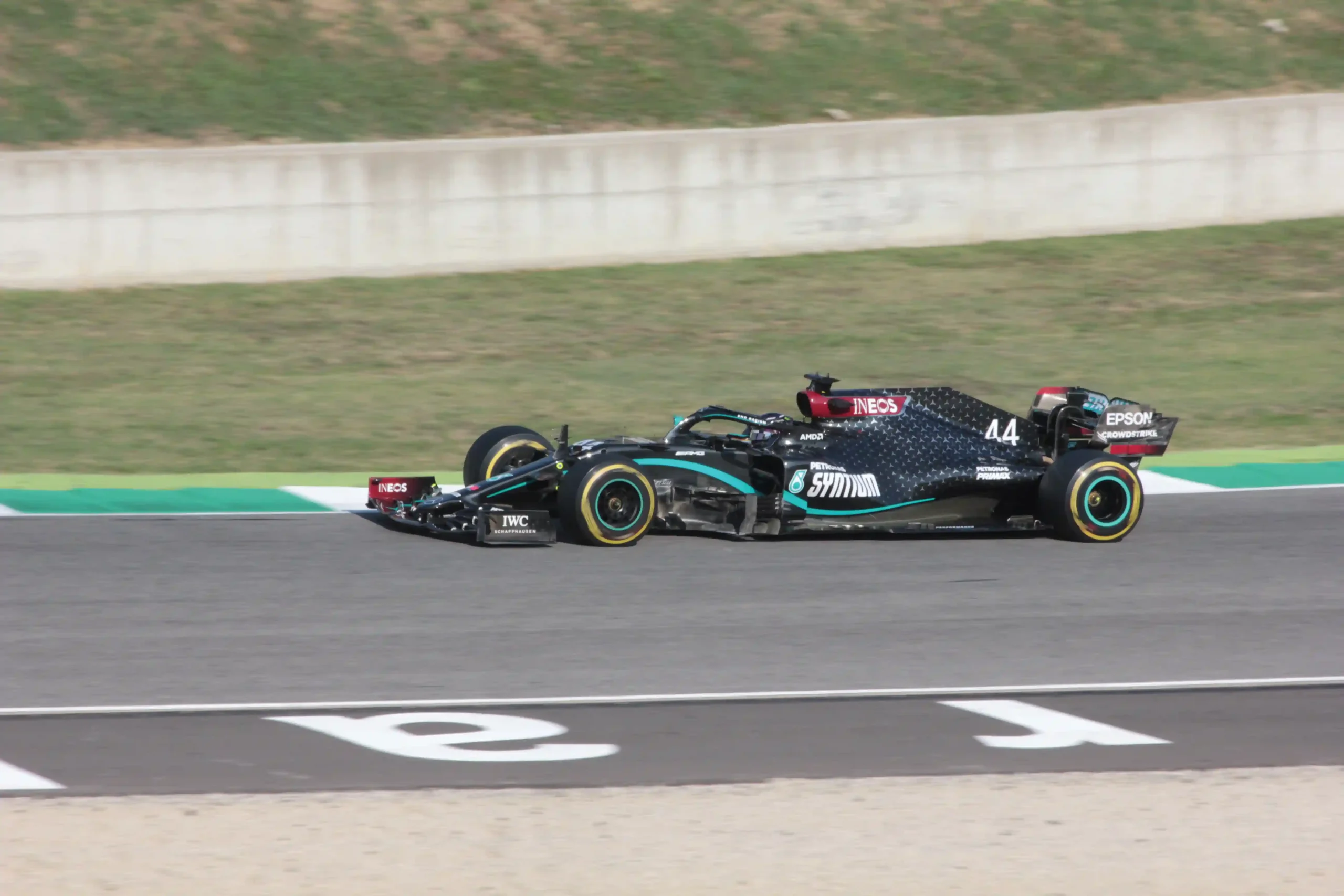 Lewis Hamilton driving during the 2020 Tuscan Grand Prix at Mugello