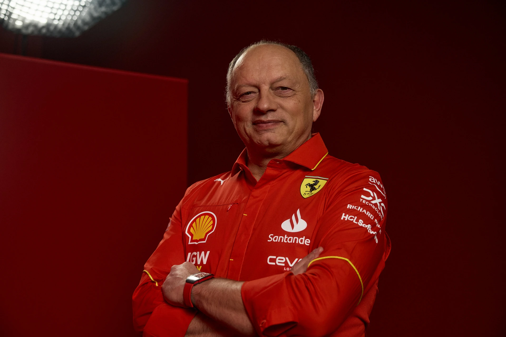 Ferrari Formula 1 team principal Fred Vasseur in official team clothing