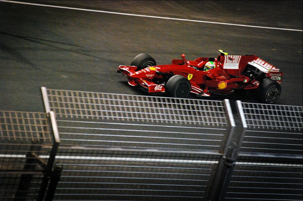 Felipe Massa driving his Ferrari during the inaugural 2008 Singapore Grand Prix