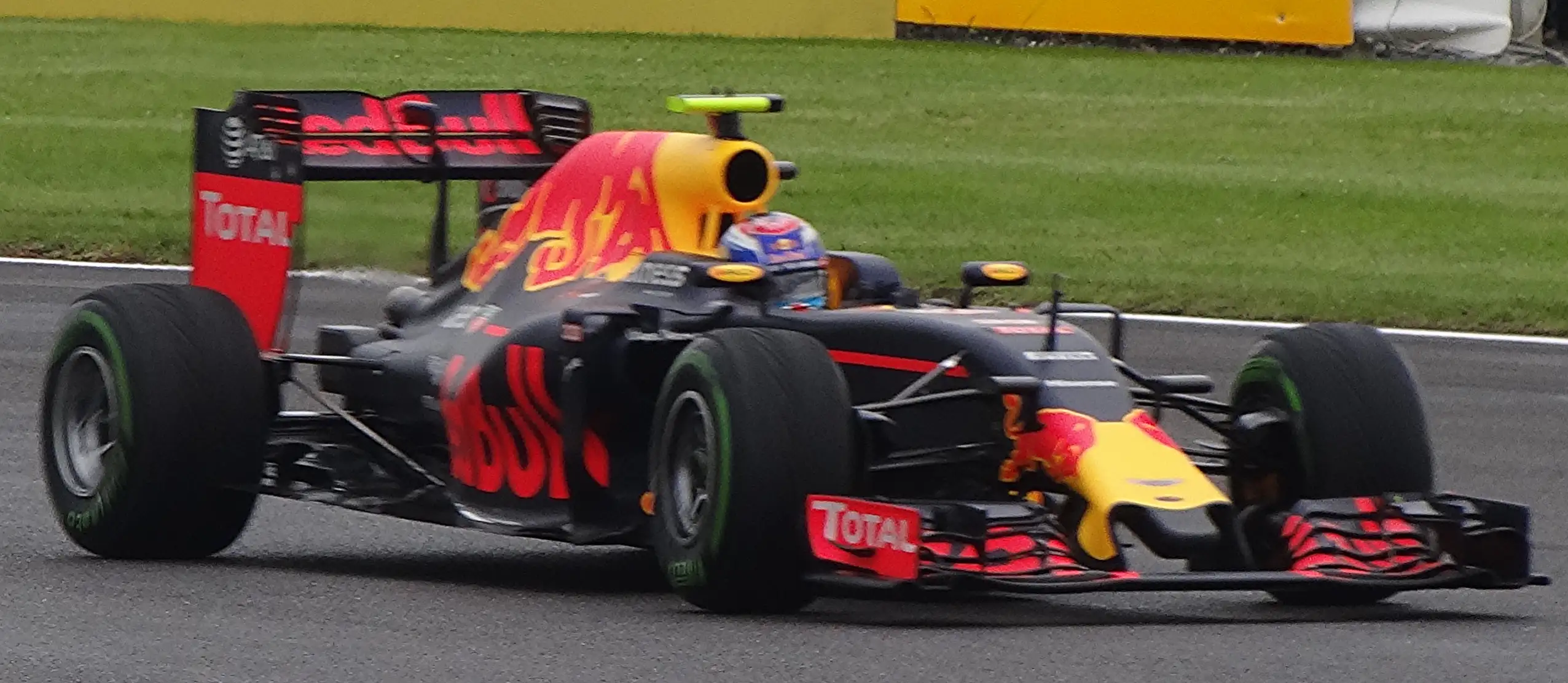 Max Verstappen driving the Red Bull RB12 at the 2016 British Grand Prix