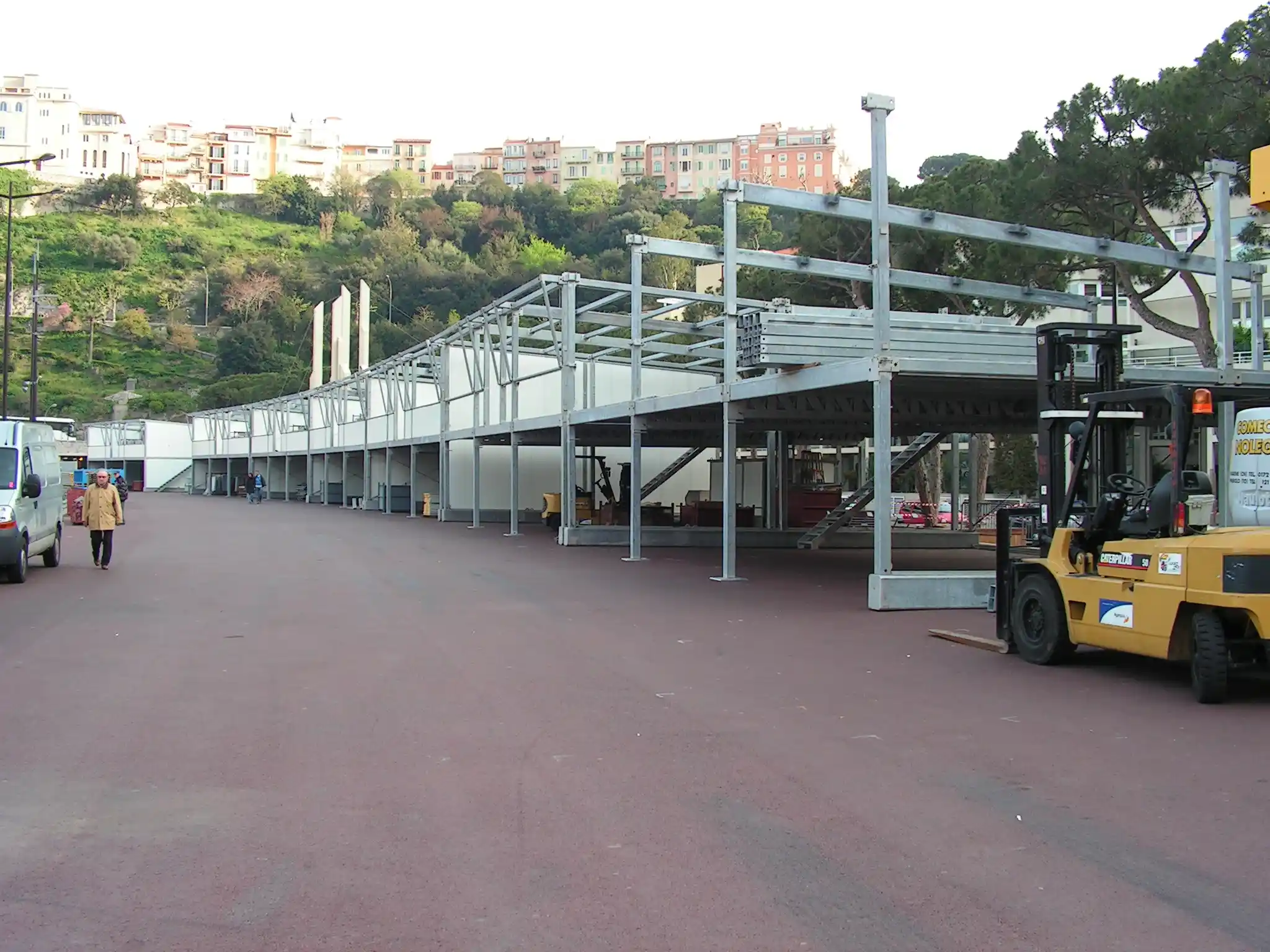 The Monaco Formula 1 pit lane during construction before the 2006 Grand Prix