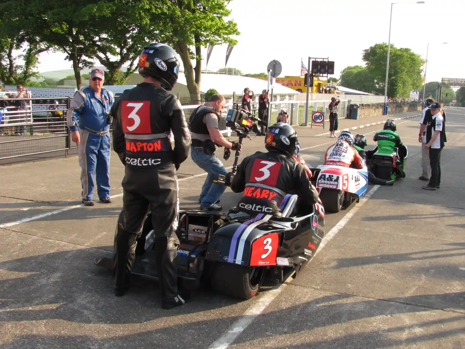 Pit lane and grandstand exit area at the Isle of Man TT