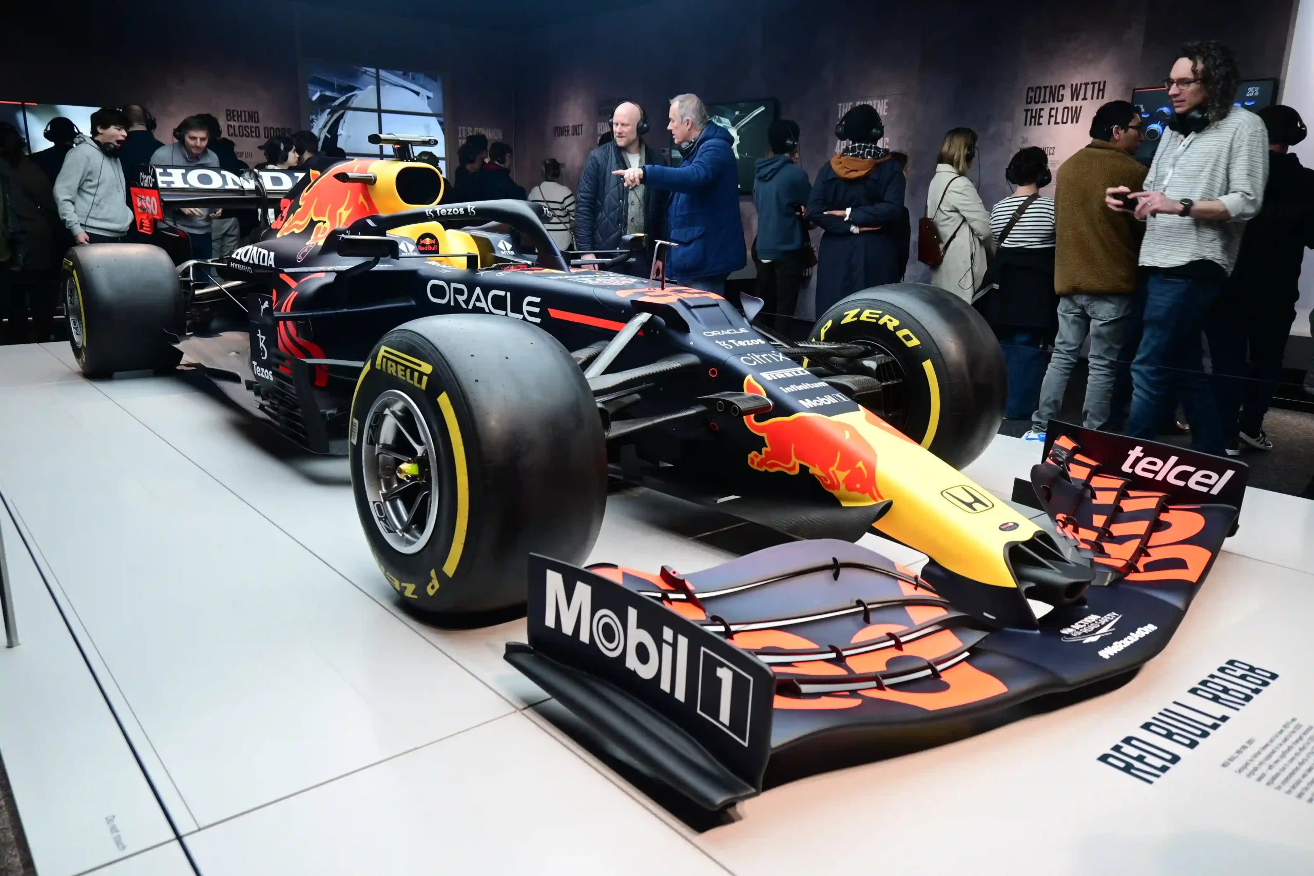 Red Bull RB16B Formula 1 car displayed at the Formula 1 Exhibition in London