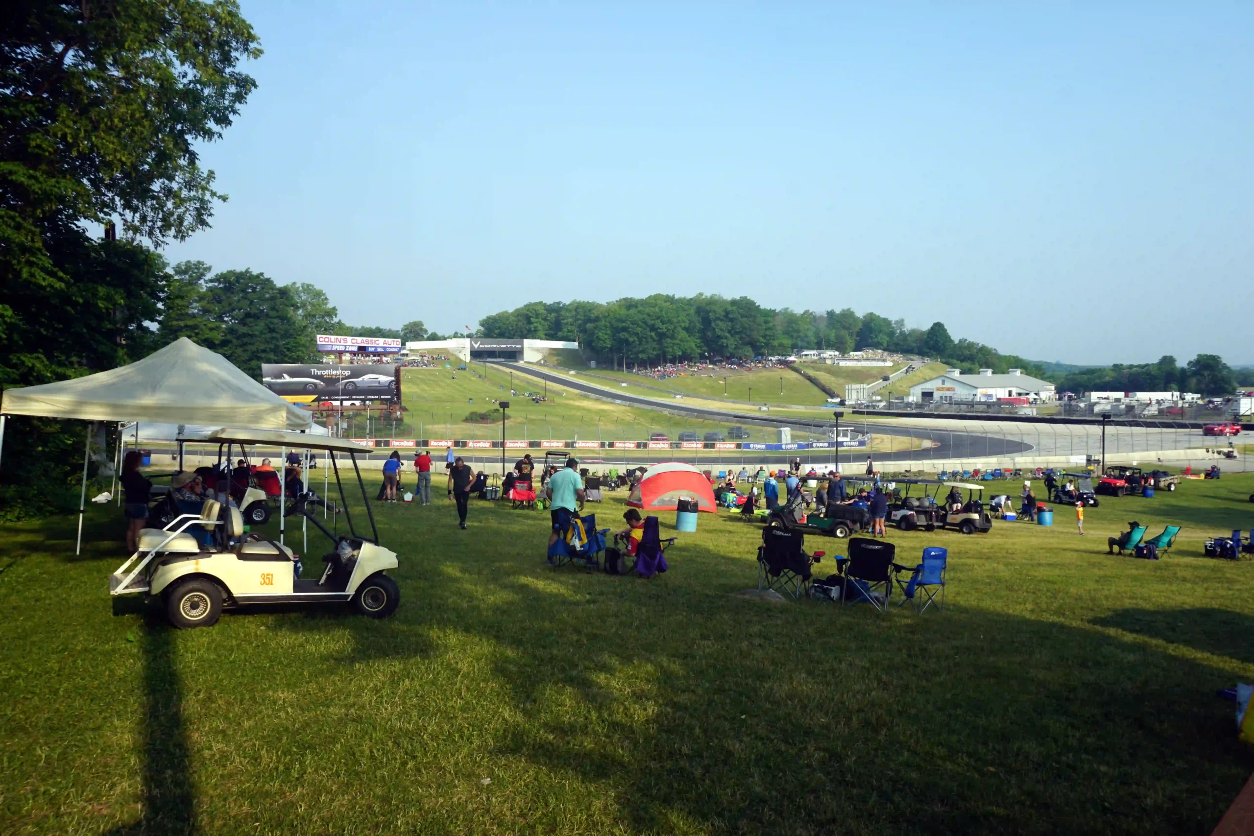 Road America Turn 5 showing the heavy downhill braking zone before the corner
