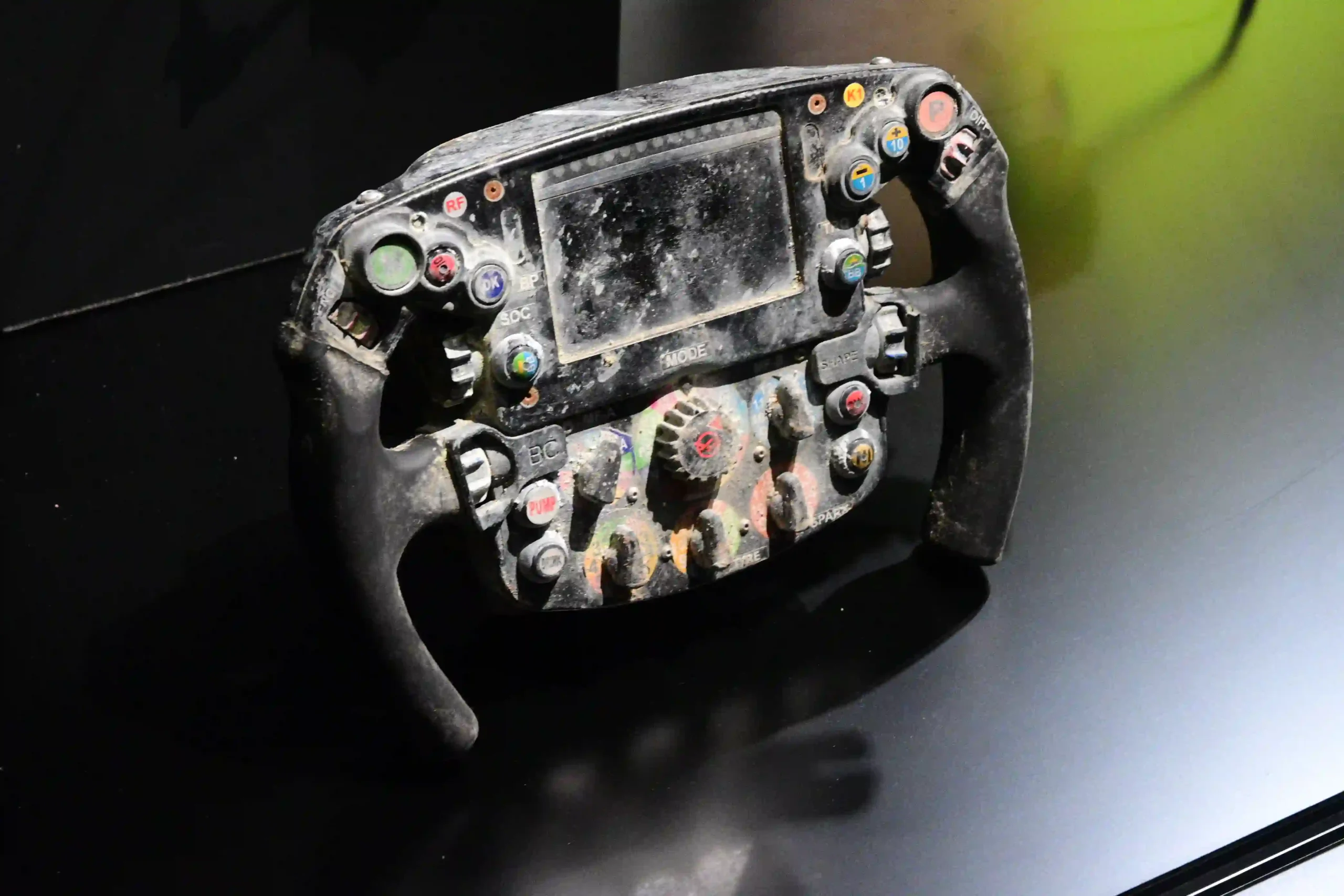 Burned remains of Romain Grosjean's Haas VF-20 from the 2020 Bahrain Grand Prix crash