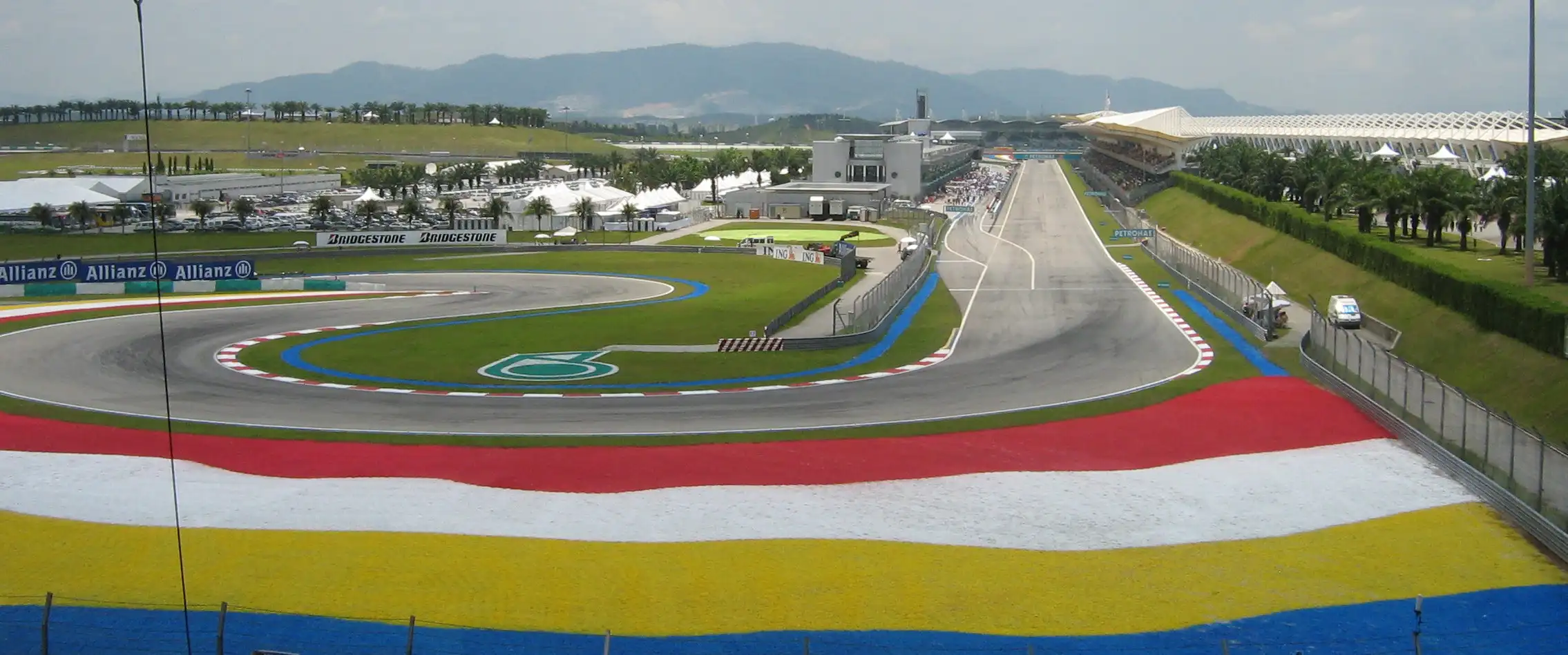 Wide Formula 1 pit lane at the Sepang International Circuit in Malaysia