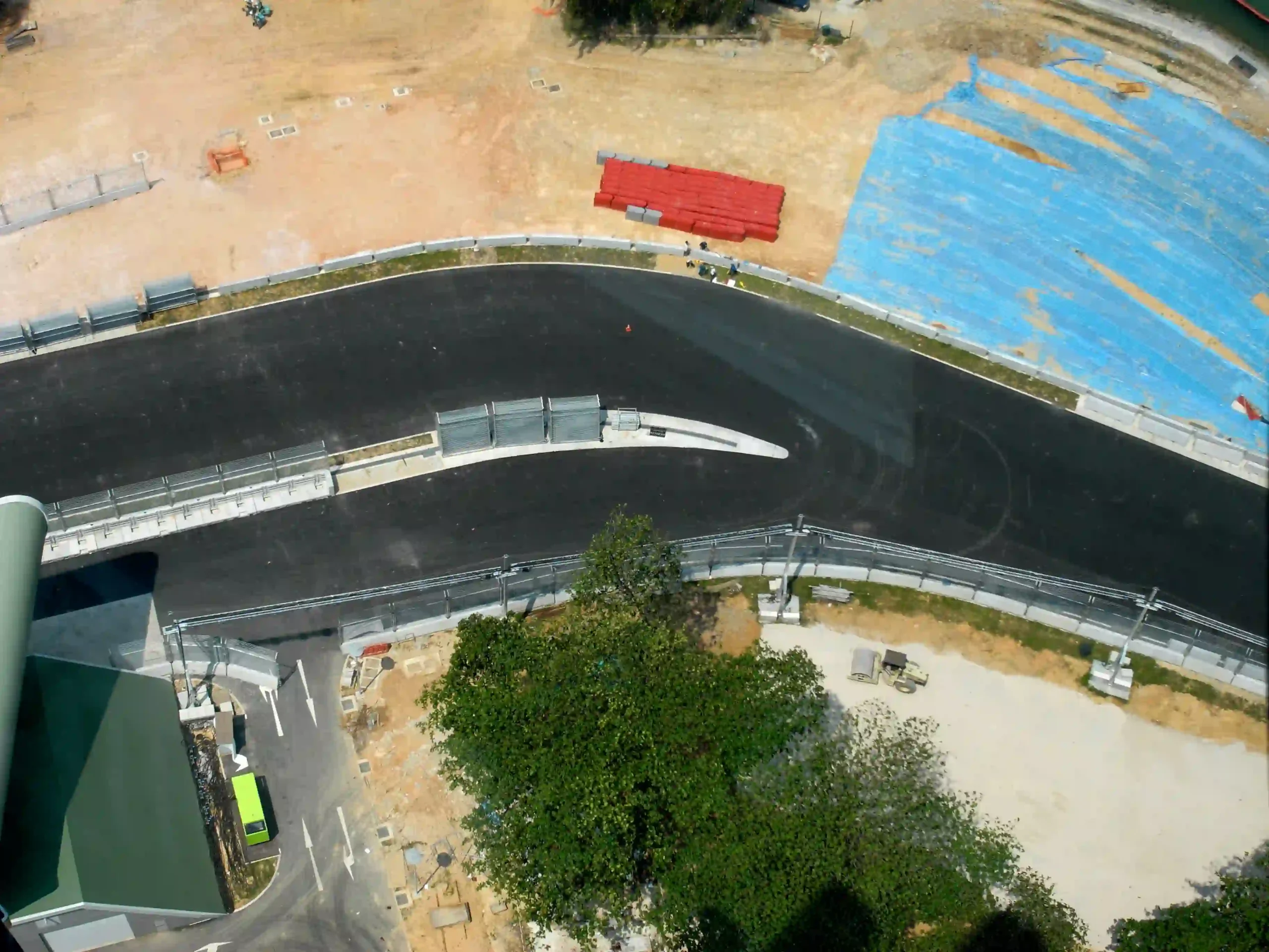 Pit lane entrance and final corner of the Singapore Formula 1 street circuit