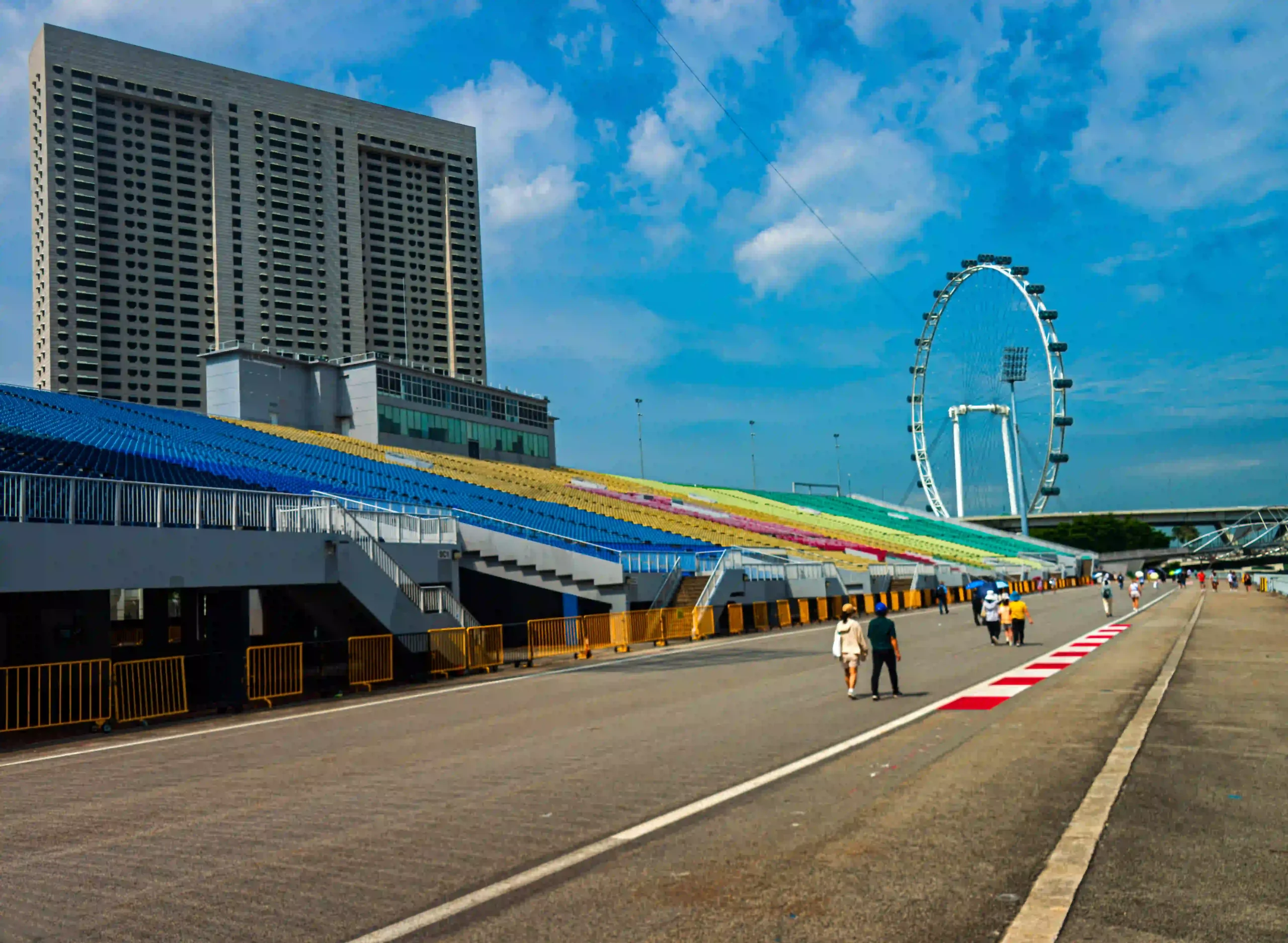 Singapore Grand Prix grandstands and circuit route beside the Marina Bay waterfront