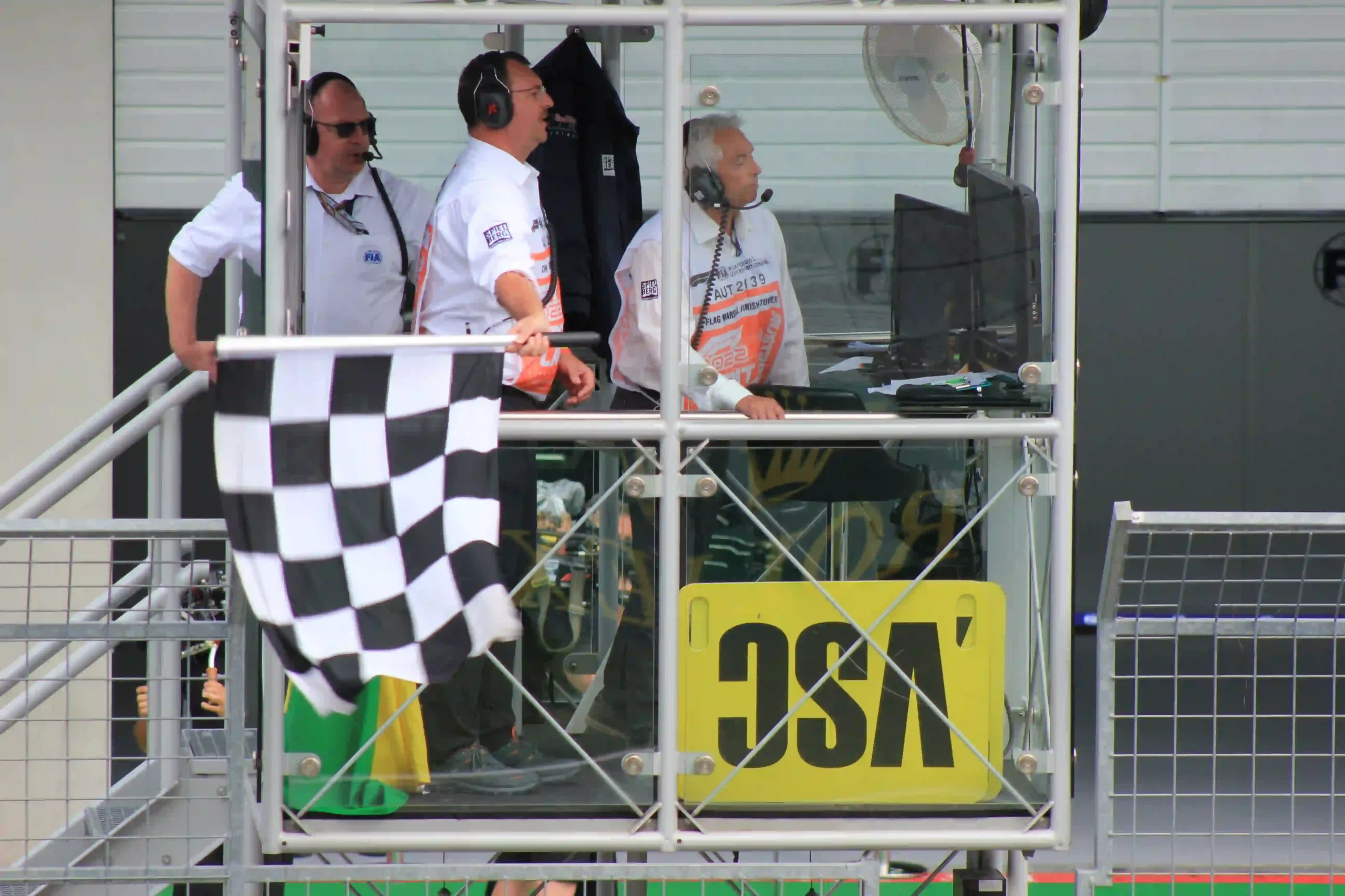 Formula 1 car taking the checkered flag at the 2022 Austrian Grand Prix