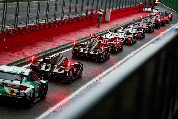 FIA WEC teams working in the Interlagos pit lane during the Rolex 6 Hours of São Paulo race weekend