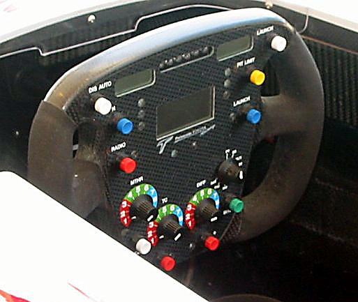 Toyota Formula 1 steering wheel with hand controls and clutch paddles