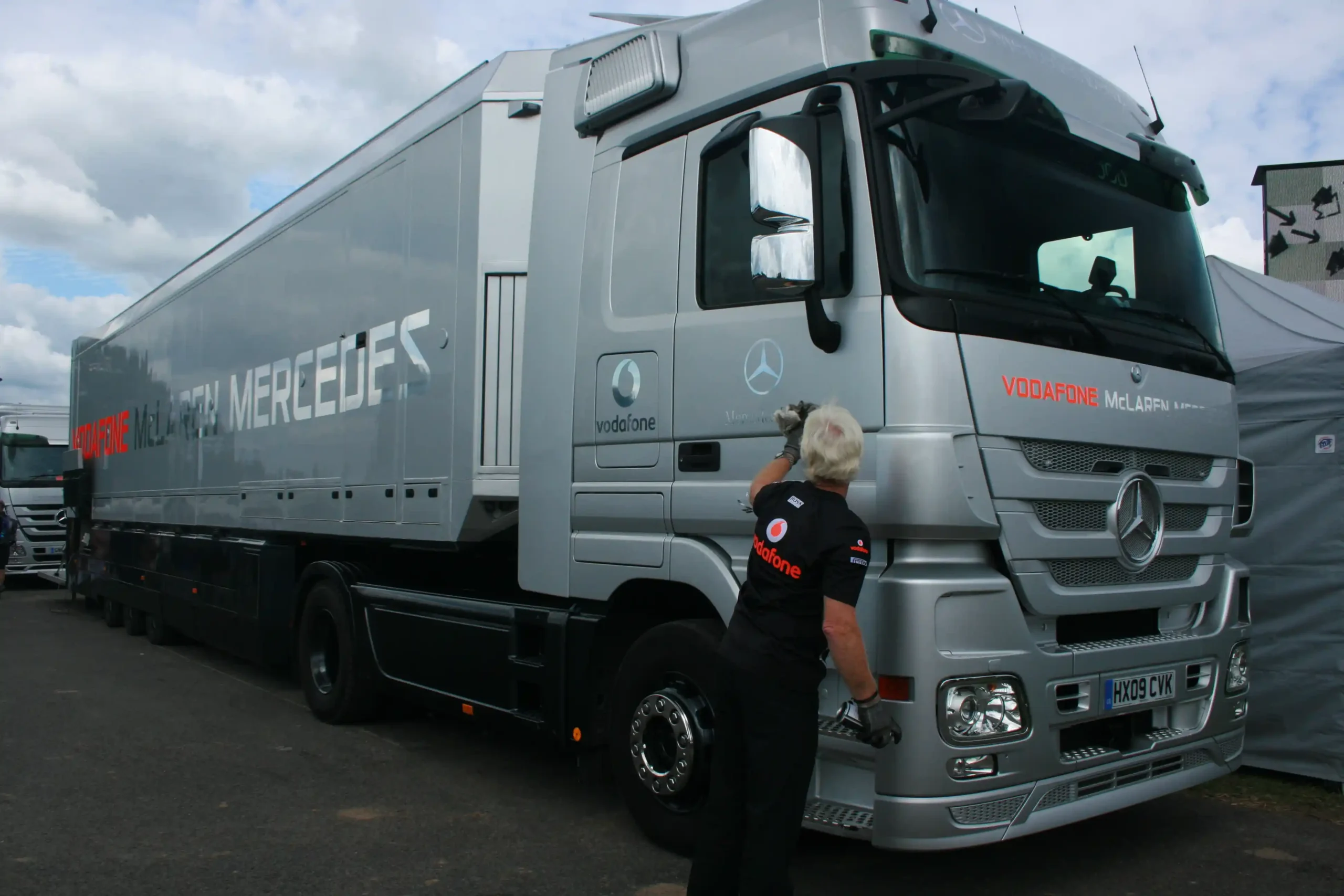 Vodafone McLaren Mercedes Formula 1 transporter truck