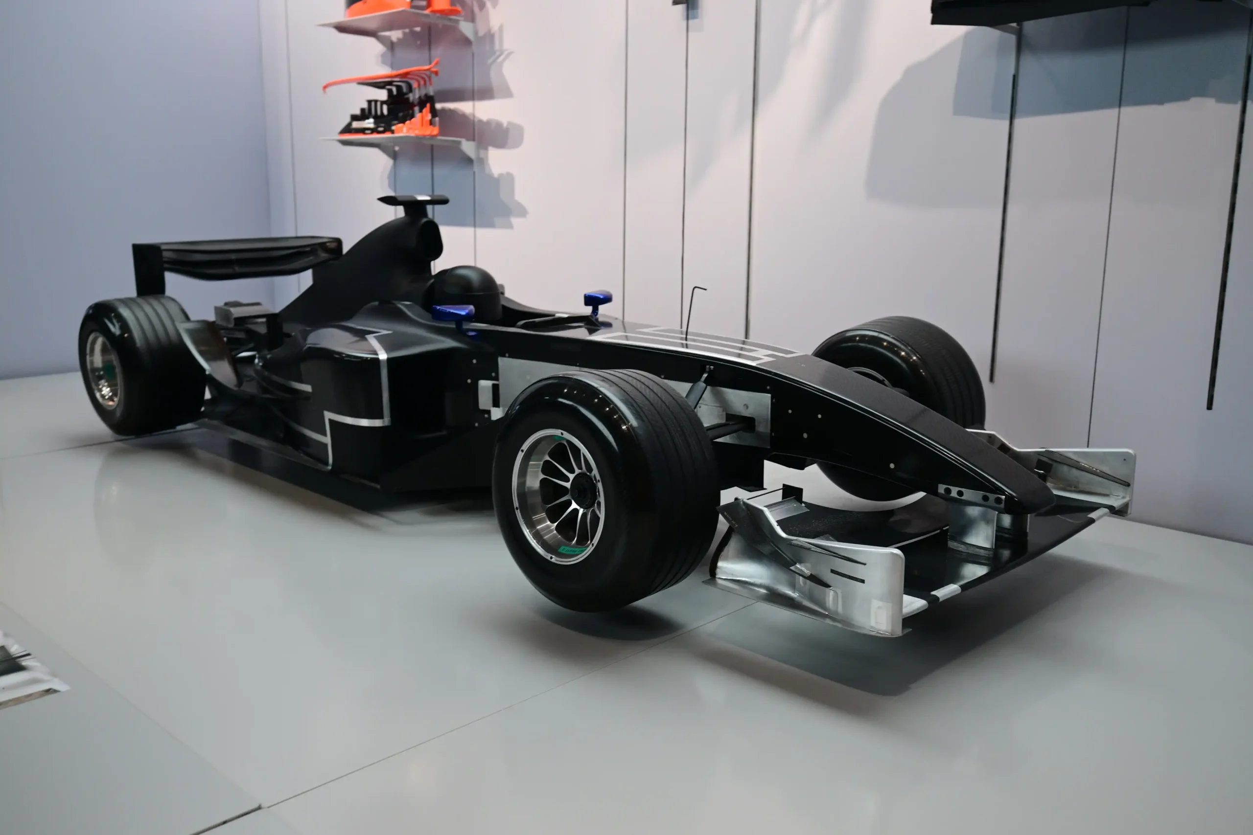 Miniature Formula 1 wind tunnel model displayed at the Formula 1 Exhibition in London