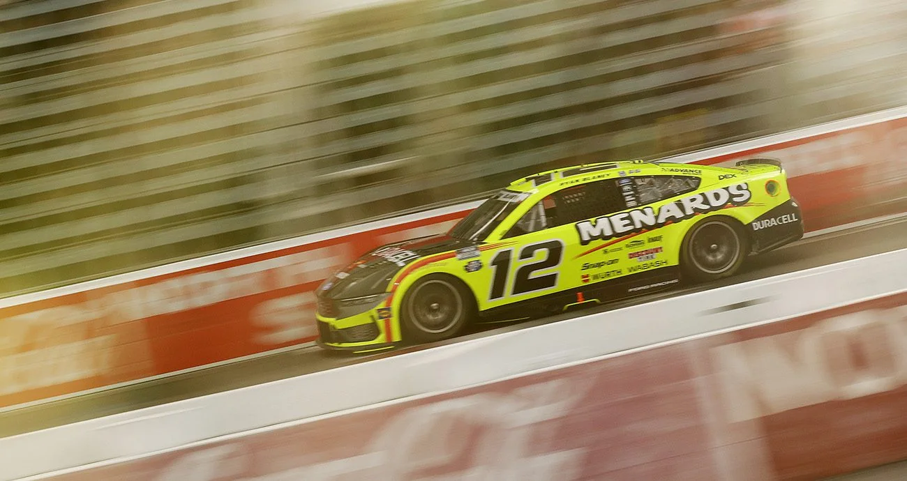 Ryan Blaney turns practice laps at North Wilkesboro Speedway in July 2026
