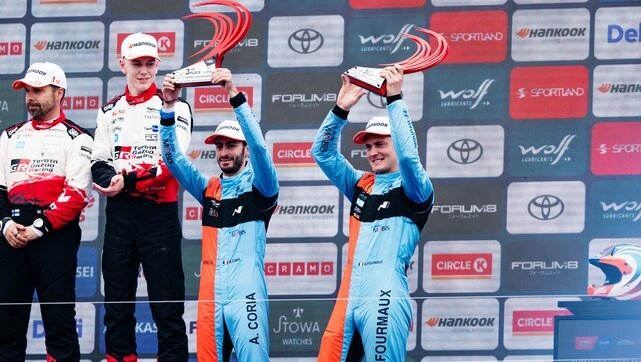 Adrien Fourmaux and Alexandre Coria compete for Hyundai during Rally Estonia 2026
