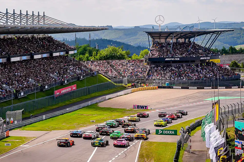 BMW and Porsche GT3 cars on Sachsenring