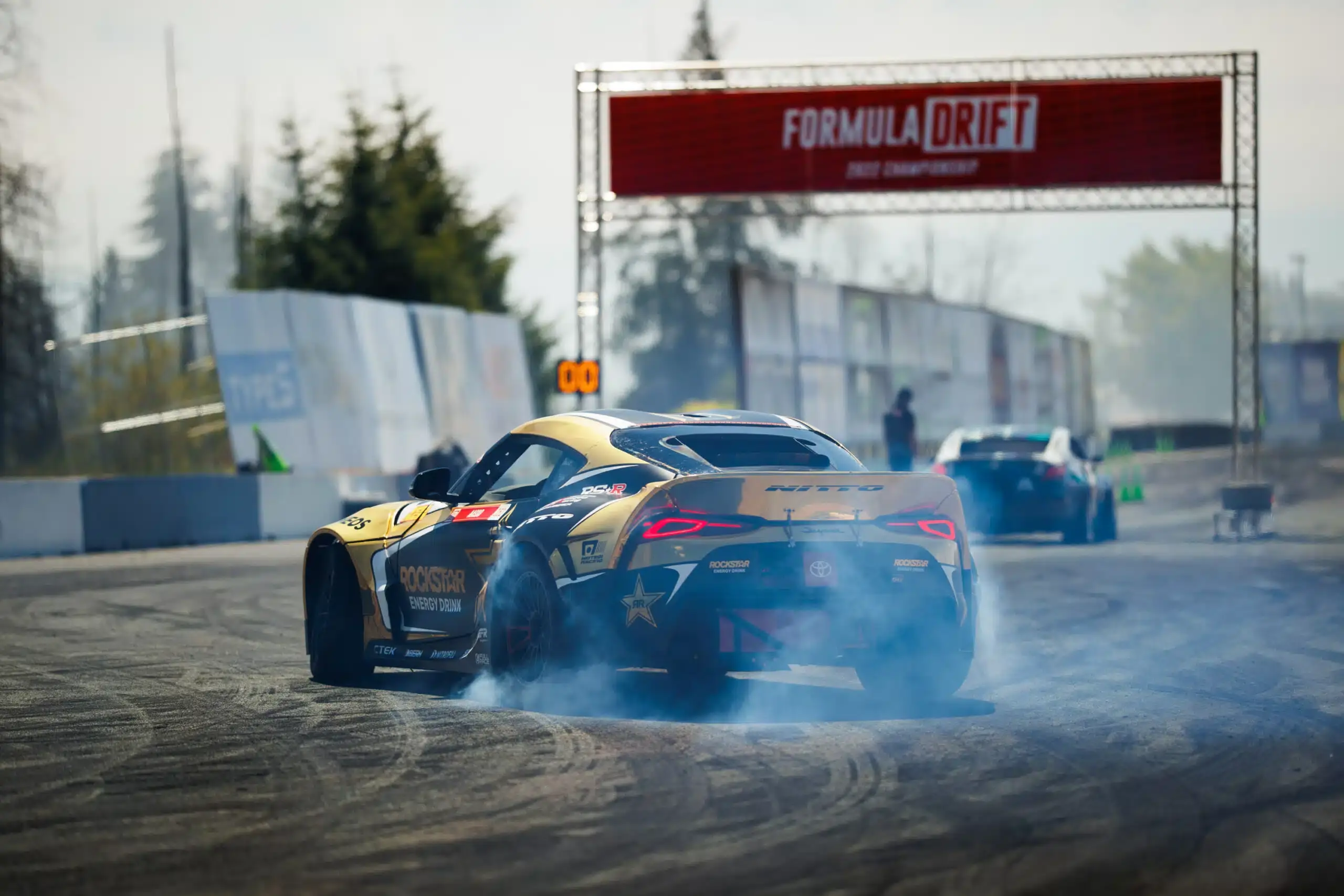 Fredric Aasbo in Formula DRIFT competition at Evergreen Speedway