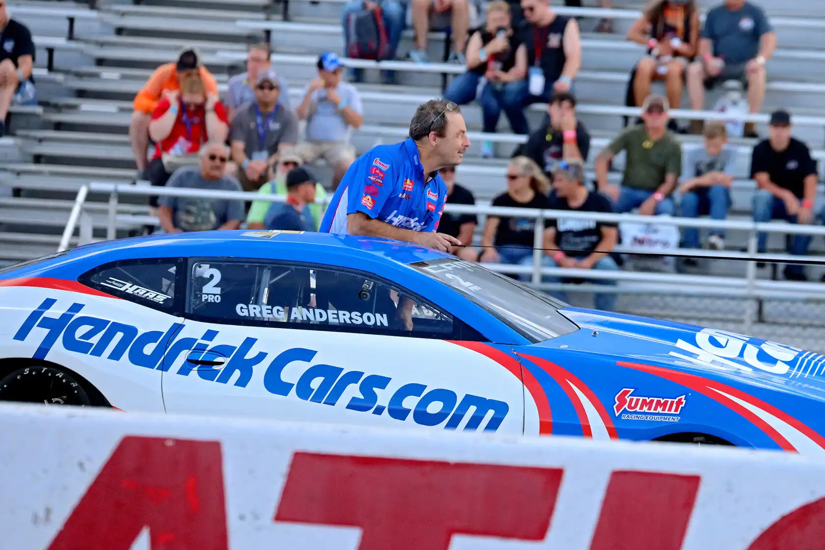 Greg Anderson and the HendrickCars.com Pro Stock Camaro at Brainerd International Raceway