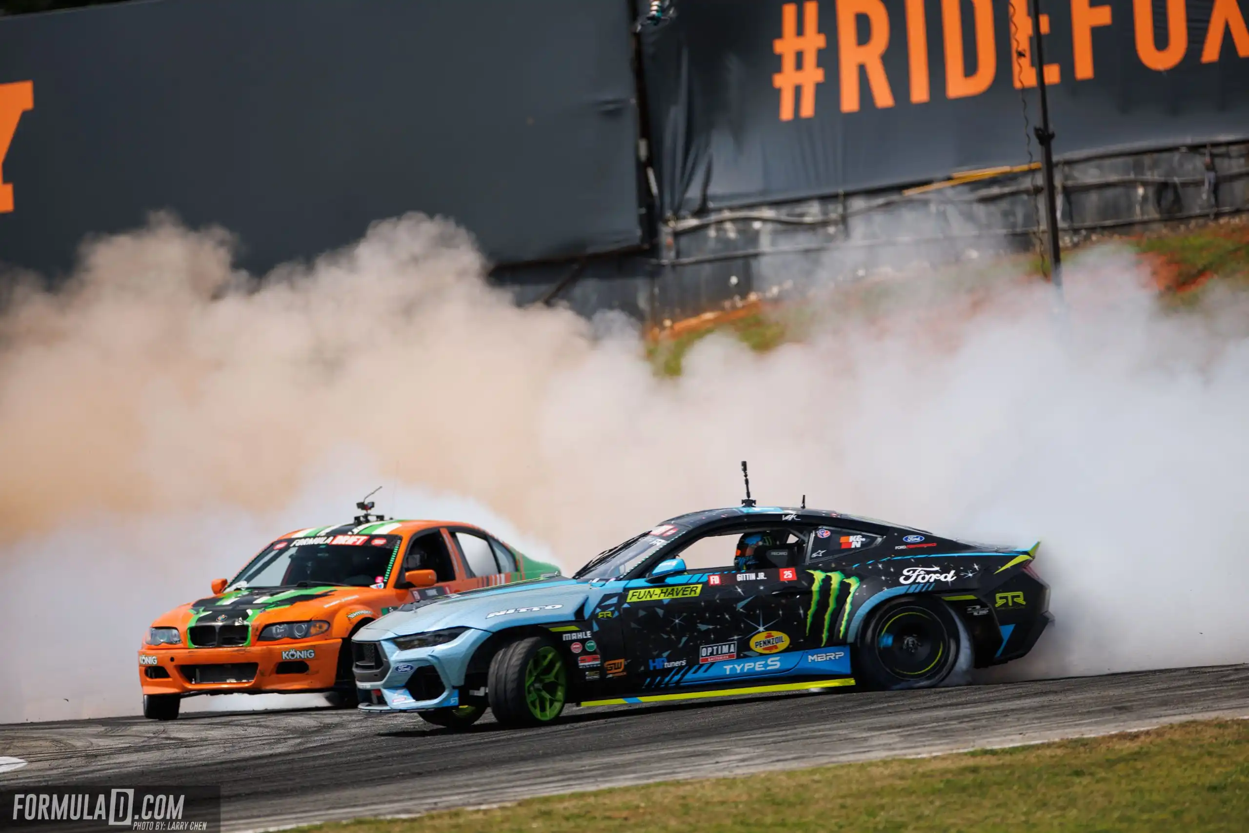 Formula DRIFT Seattle Ford Mustang drift action at Evergreen Speedway