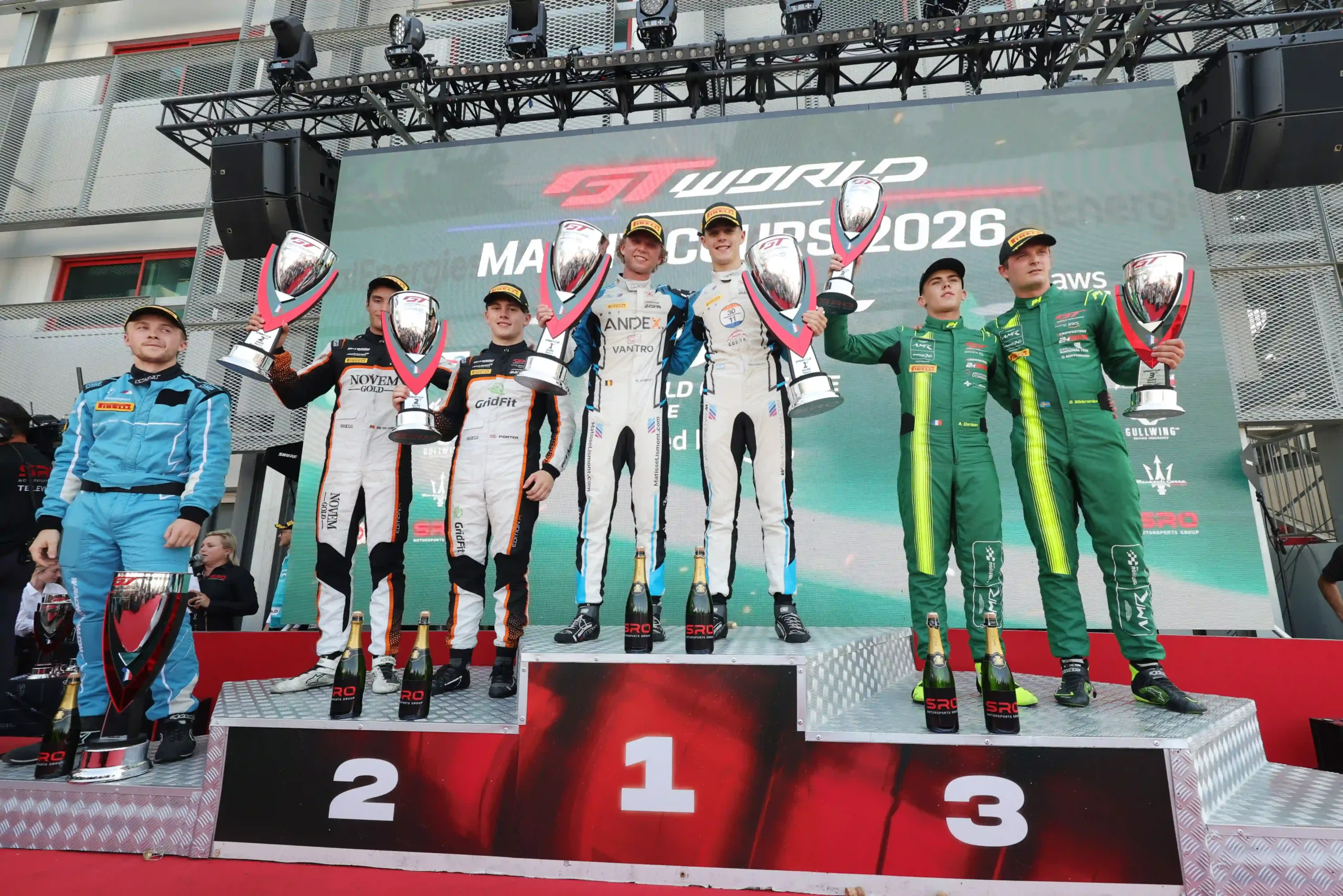 Silver Cup podium celebration at Magny-Cours during the 2026 GT World Challenge Europe weekend