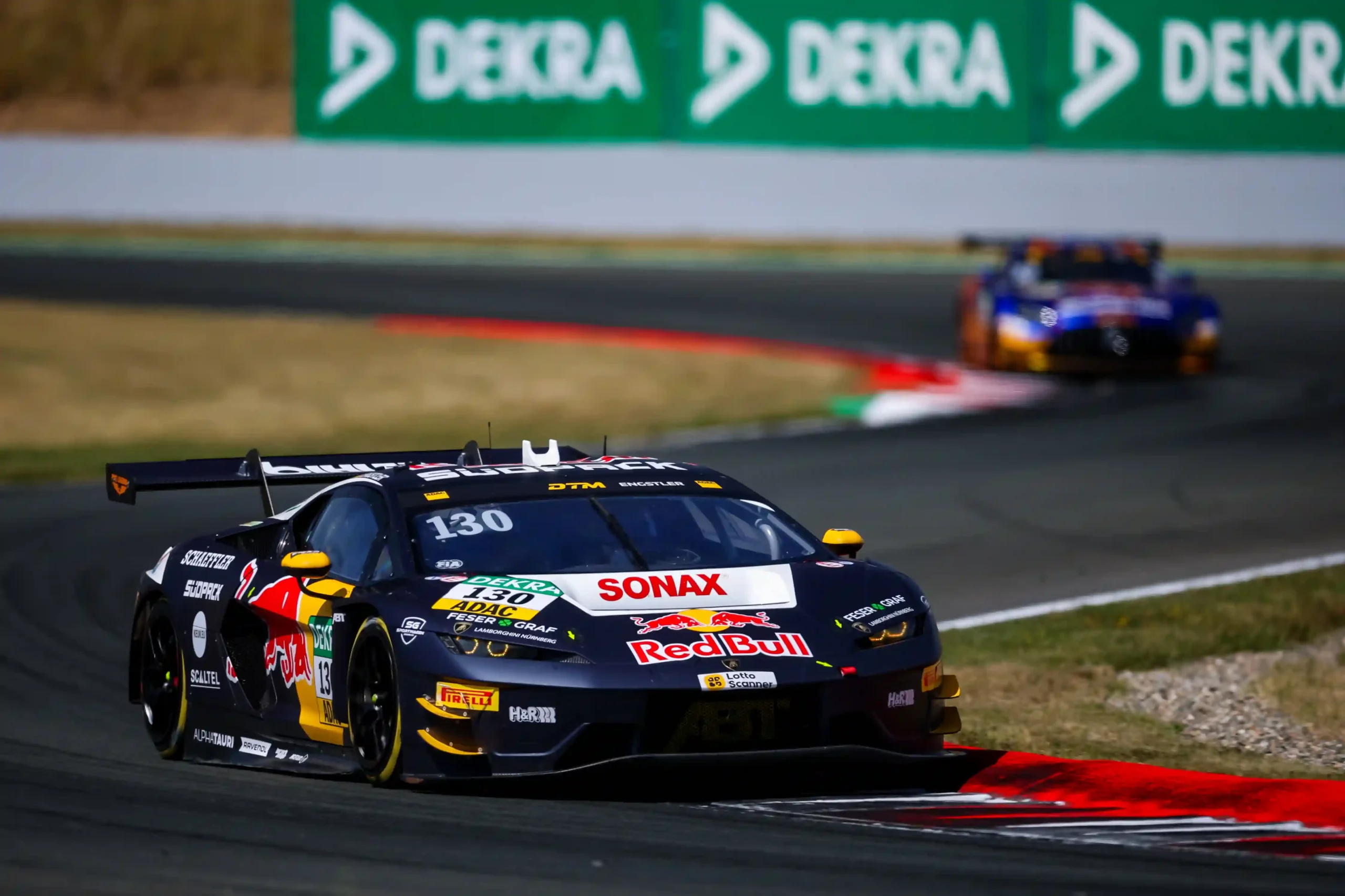 Luca Engstler drives the Lamborghini Temerario GT3 during the 2026 Oschersleben DTM race