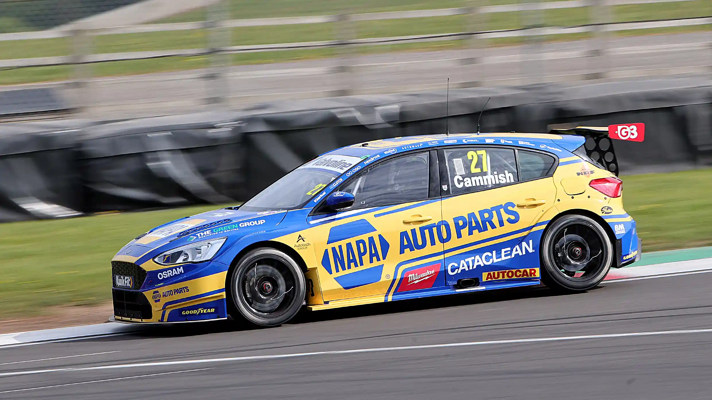 Dan Cammish driving the NAPA Ford at Donington Park