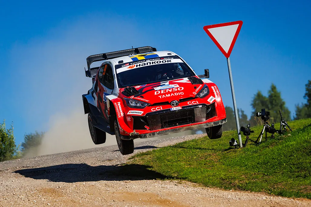 Oliver Solberg and Elliott Edmondson in the Toyota GR Yaris Rally1 during Rally Estonia 2026