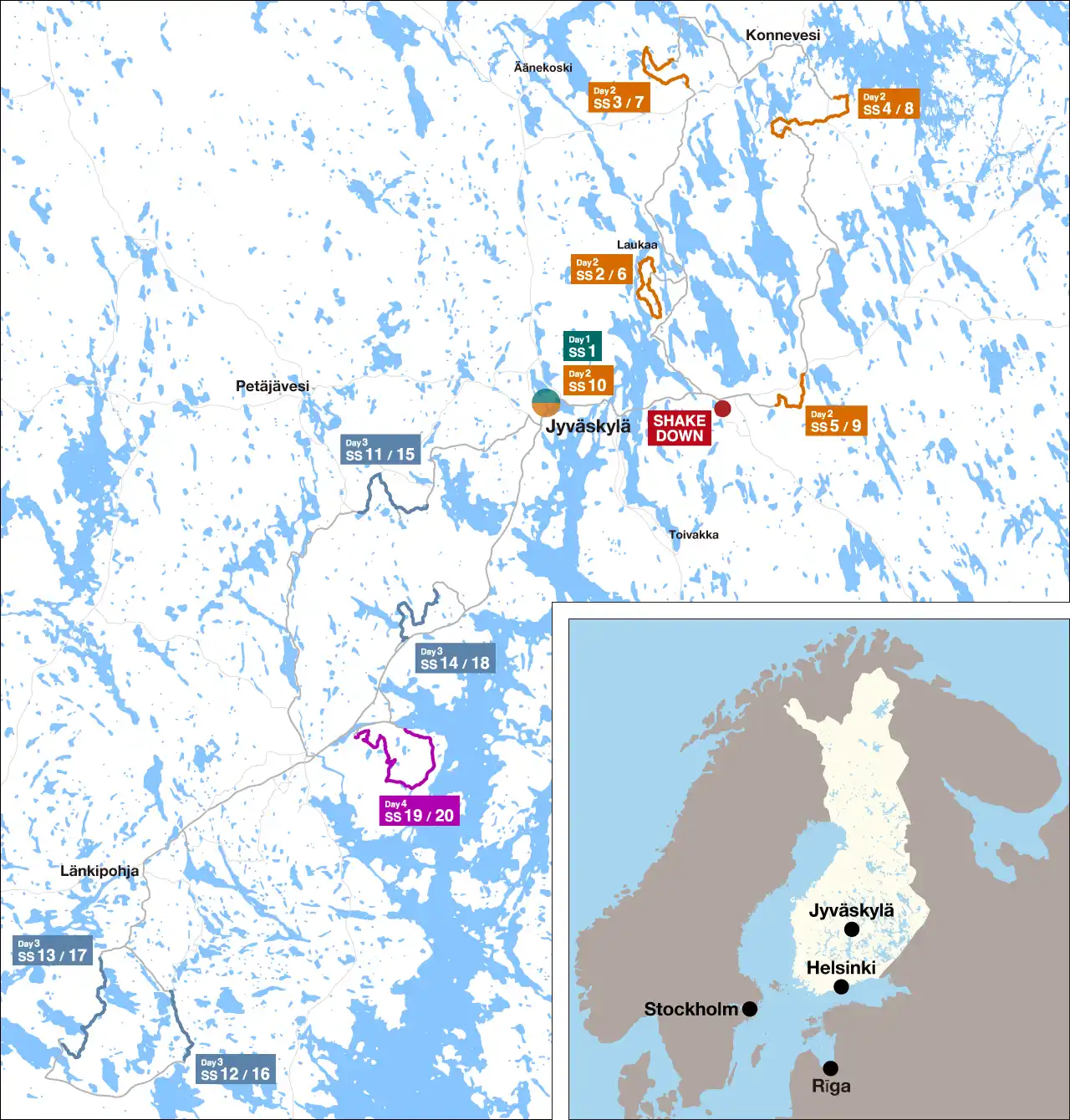 Toyota Gazoo Racing route map for Rally Finland 2026