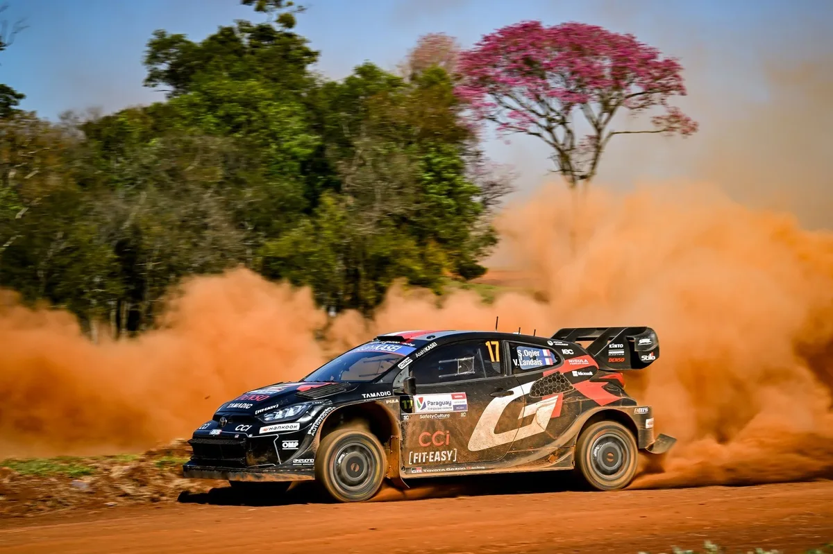 Sébastien Ogier driving the Toyota GR Yaris Rally1 at Rally del Paraguay